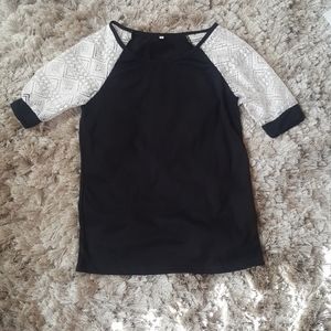 Black shirt with lace sleeves